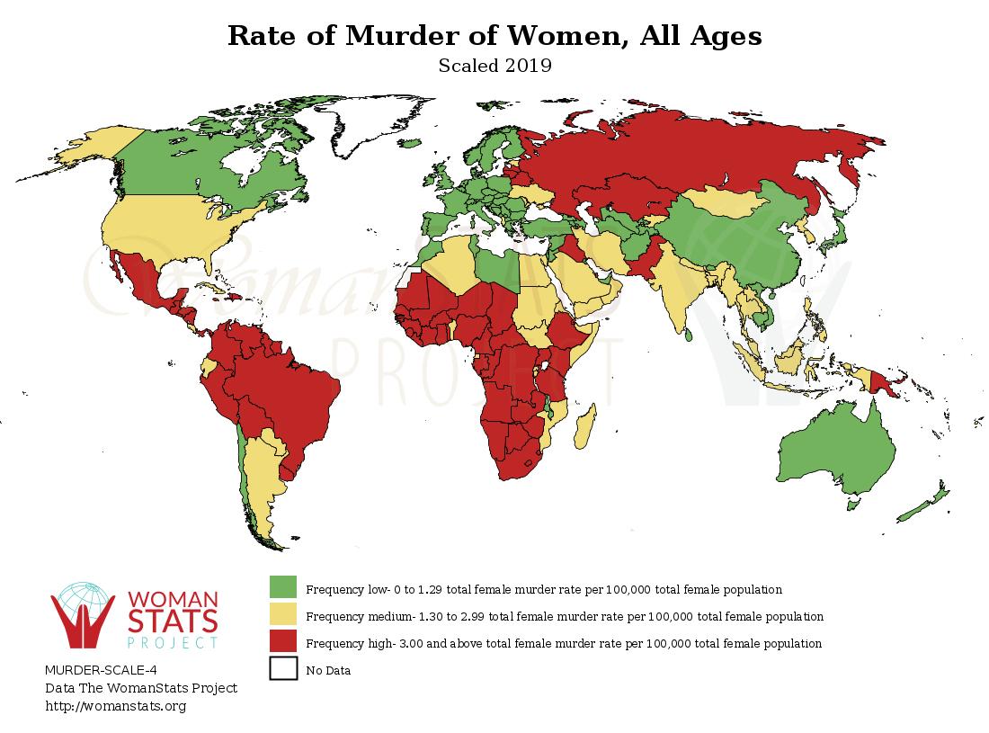 Weltkarte begangener Frauenmorde