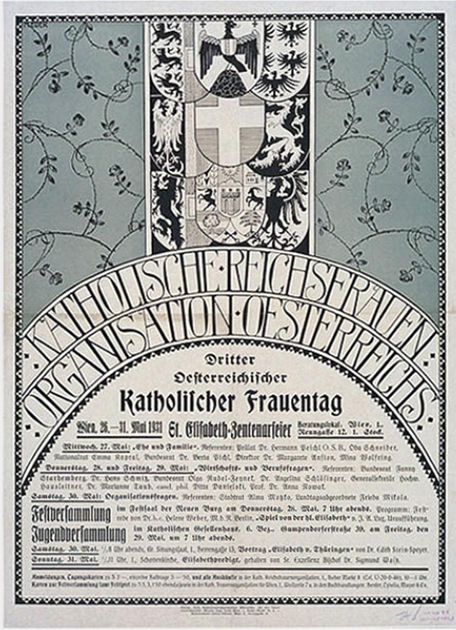 Plakat mit Ankündigung des Katholischen Frauentags 1931