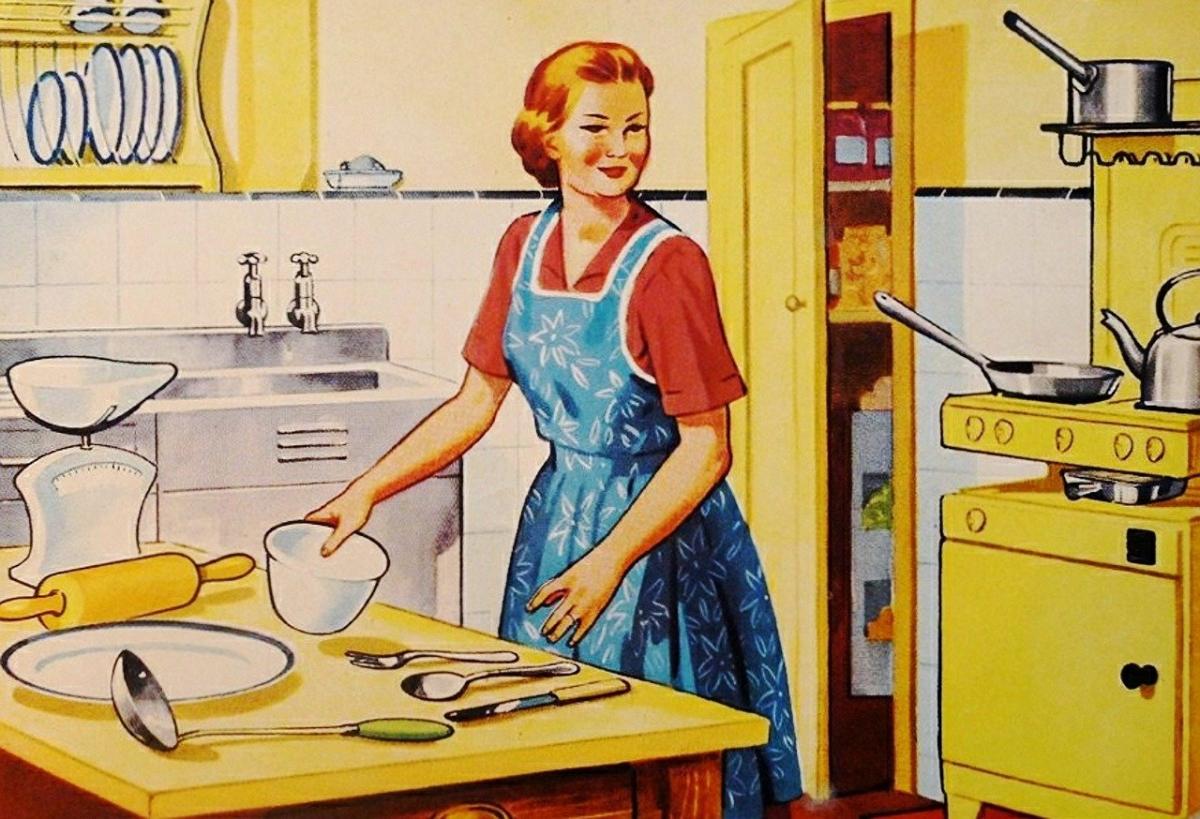 So sieht die Gesellschaft die typische Hausfrau in den 1950er Jahren